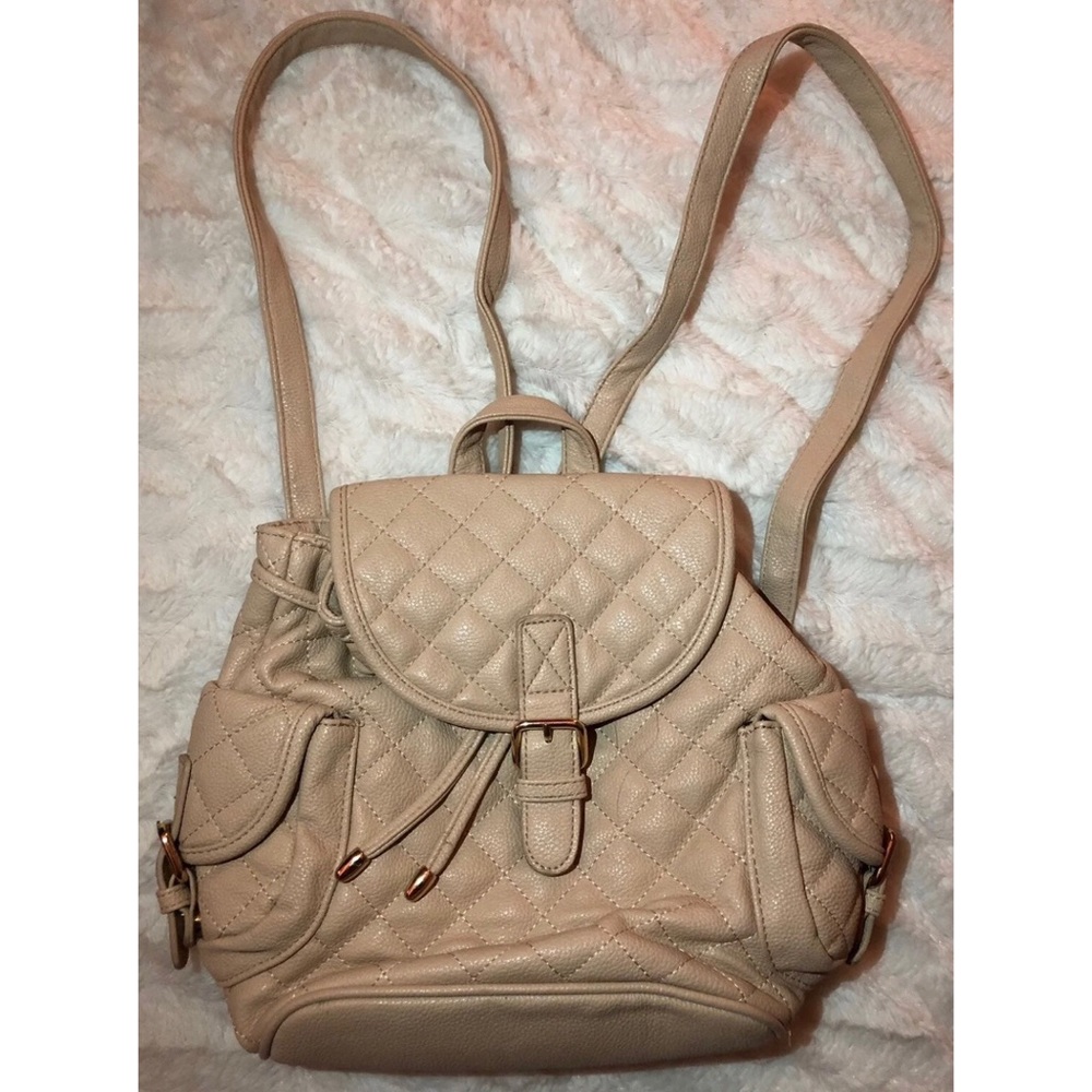 Quilted mini fashion backpack with side pockets